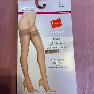 NWT NIB Nude thigh high pantyhose, size L